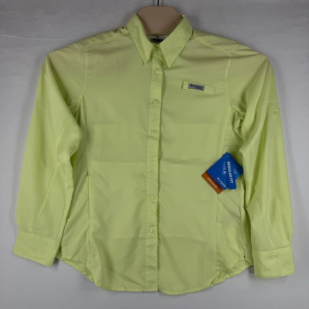 Columbia PFG Women S NWT Lime Green Regular Fit Long Sleeve Fishing Hiking Shirt